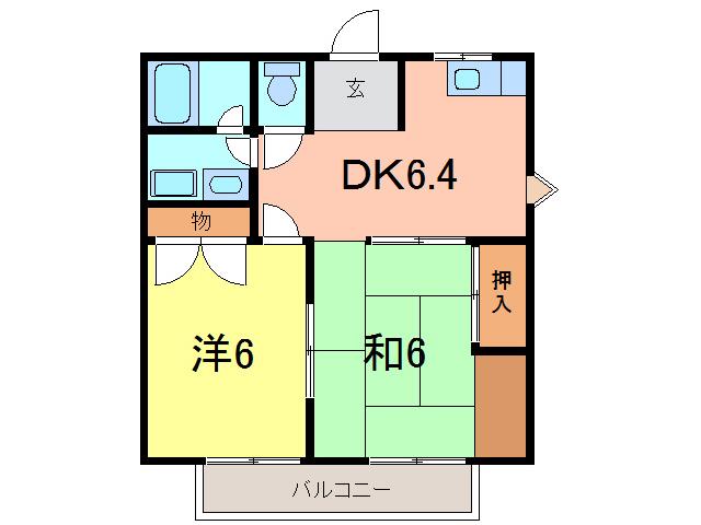ゴールドタウン(2DK/2階)の間取り写真