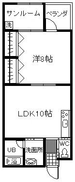 サンヒルズ(1LDK/2階)の間取り写真