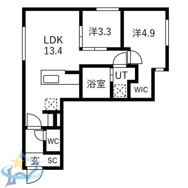 南13西7MS(2LDK/2階)の間取り写真