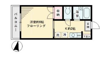 パークサイド駒場(1K/2階)の間取り写真