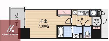 LUXE天神橋(1K/2階)の間取り写真