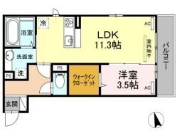 ジュリアス山の田(1LDK/2階)の間取り写真