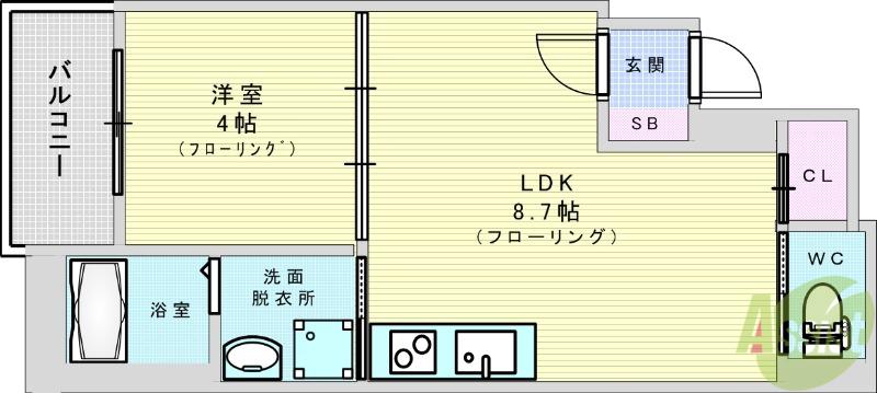 センチュリー江坂(1LDK/1階)の間取り写真