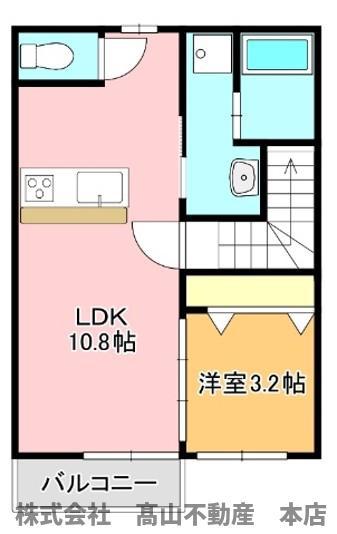 ラフォーレ名残VI C(1LDK/2階)の間取り写真