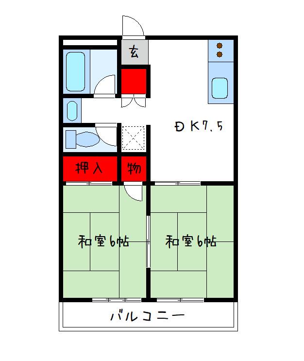 高石グリーンハイツ(2DK/2階)の間取り写真