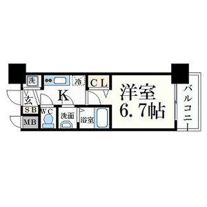 プレサンス丸の内流雅(1K/6階)の間取り写真
