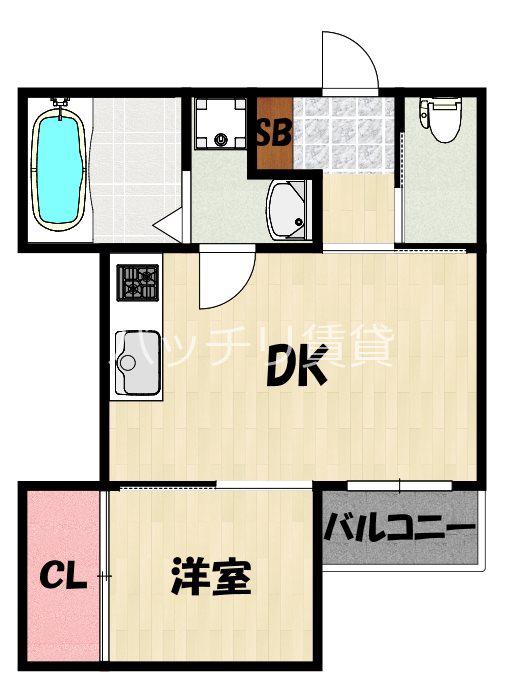 COZY博多駅東(1DK/1階)の間取り写真