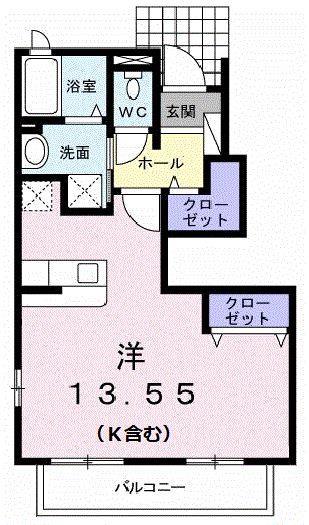 カレント・K(ワンルーム/1階)の間取り写真