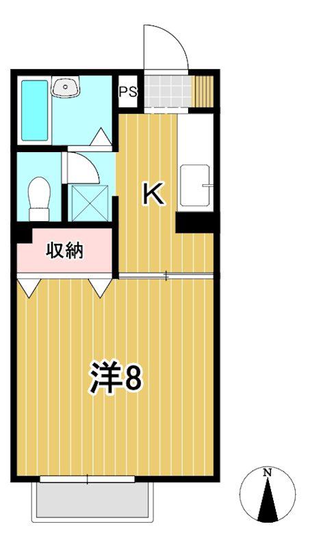 ガーデンフラットメヌエットI(1K/1階)の間取り写真
