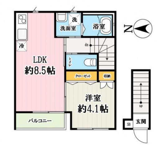 メイプルソラーナ(1LDK/2階)の間取り写真