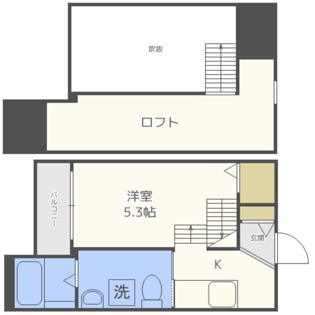 BEAUTIFUL六本松(ワンルーム/1階)の間取り写真