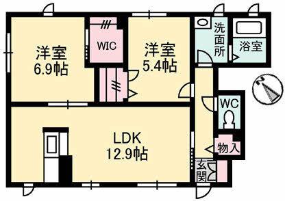 シャーメゾン矢野南(2LDK/1階)の間取り写真