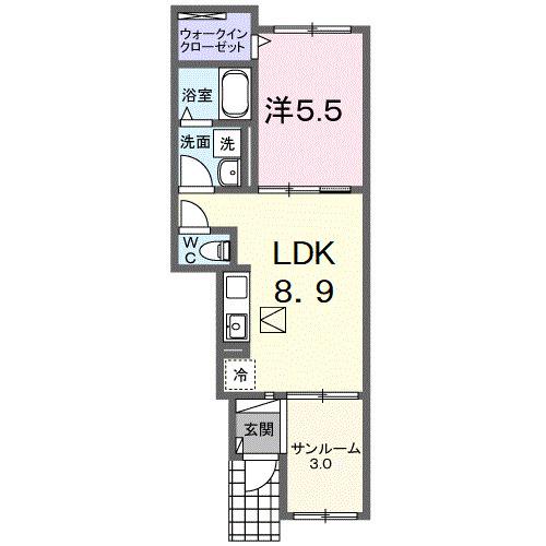 グランヴェルジェ 清瀬 III(1LDK/1階)の間取り写真