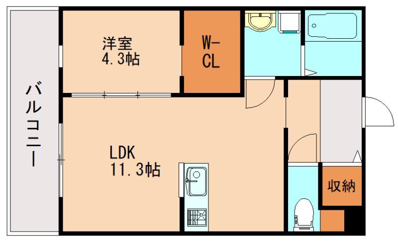 ONESTA オネスタ(1LDK/1階)の間取り写真