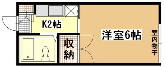 グリーンハウス翠(1K/2階)の間取り写真