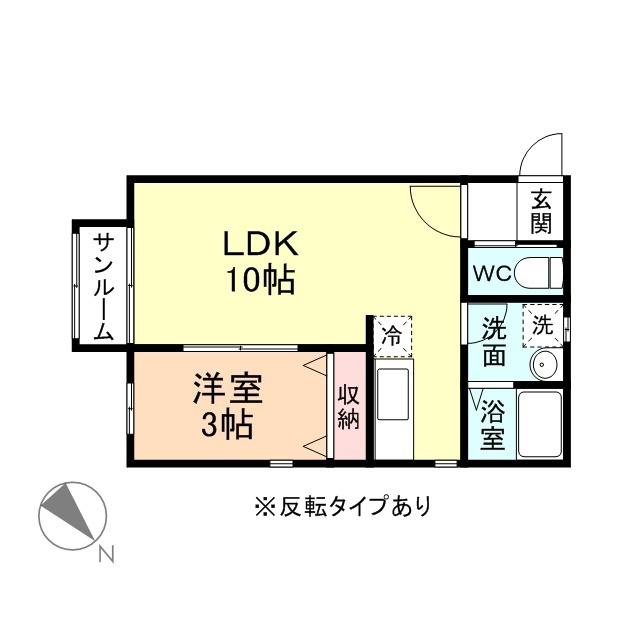 GREEN GABLES(1LDK/2階)の間取り写真