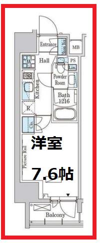 パークアクシス入谷(1K/5階)の間取り写真