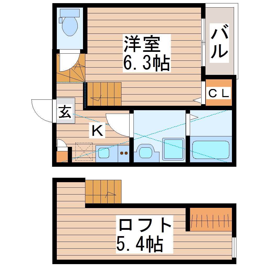 グラード穀町(1K/1階)の間取り写真