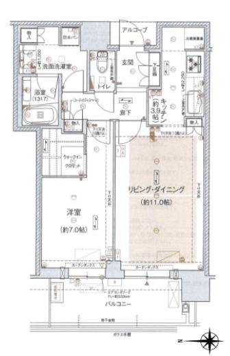 ジオタワー宝塚グランレジス(1LDK/4階)の間取り写真