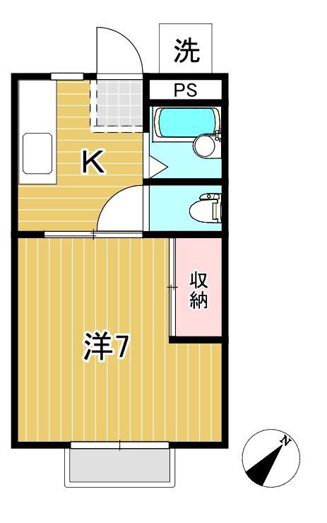 フィオリート諏訪(1K/2階)の間取り写真