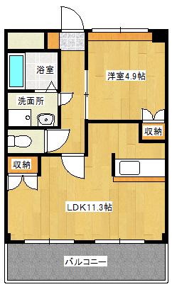 ディア・ベルジュ(1LDK/2階)の間取り写真