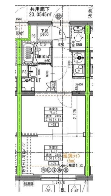 ラヴィエール住吉駅前(2K/3階)の間取り写真