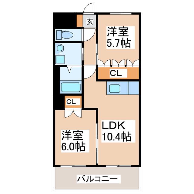 ベルグラース(2LDK/2階)の間取り写真