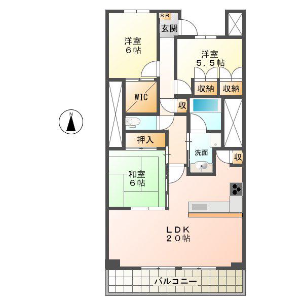 サンマンションシェフォール富田(3LDK/8階)の間取り写真