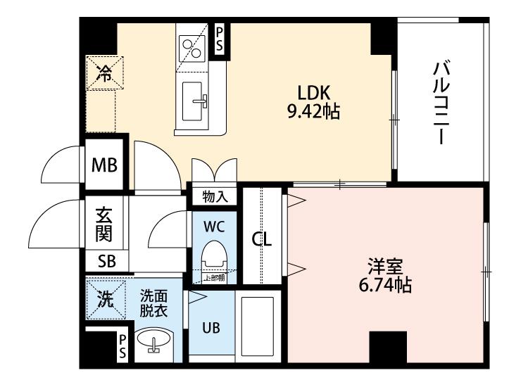 N-舟入通(1LDK/6階)の間取り写真