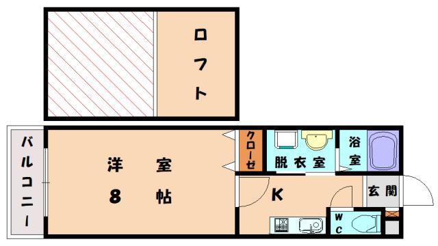 ひよこハイツ(1K/2階)の間取り写真