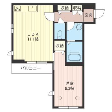 エミオ長崎(1LDK/3階)の間取り写真