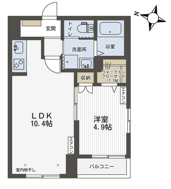 GRAND CHARIOT(1LDK/2階)の間取り写真