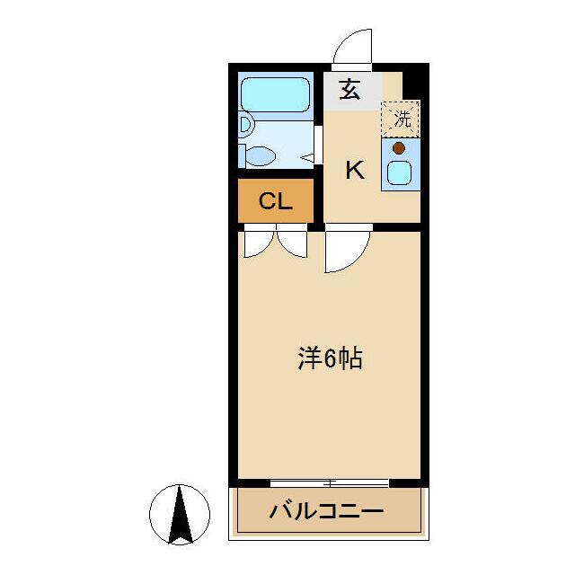MSハイツ(1K/2階)の間取り写真