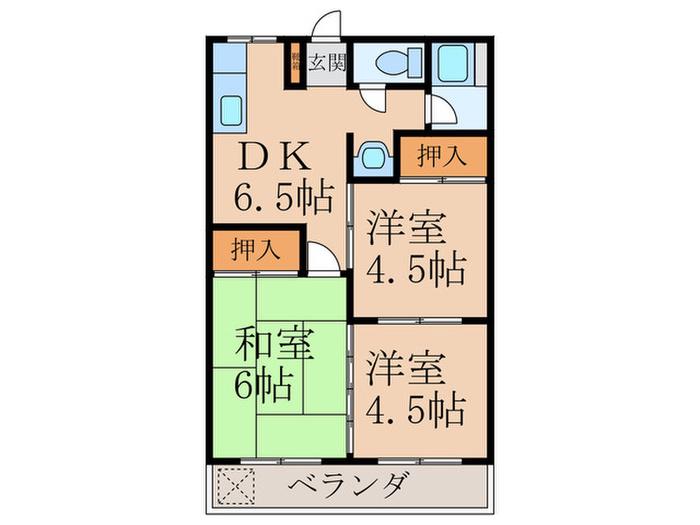 久保山コーポ(3DK/2階)の間取り写真