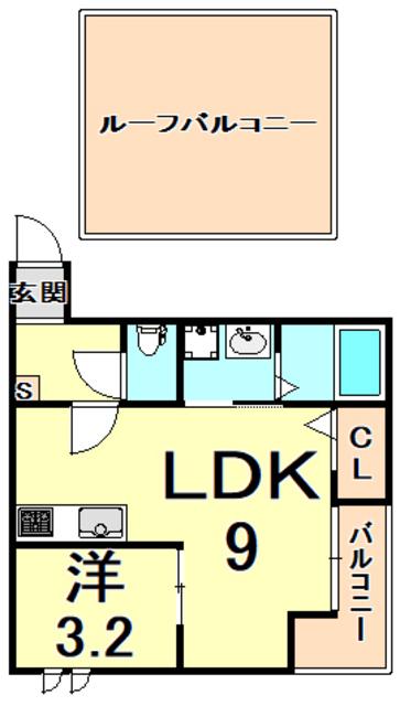 GRANDTIC湊川公園(1LDK/2階)の間取り写真