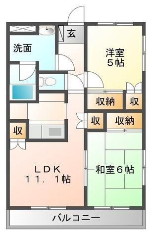 ピュア海老名(2LDK/3階)の間取り写真