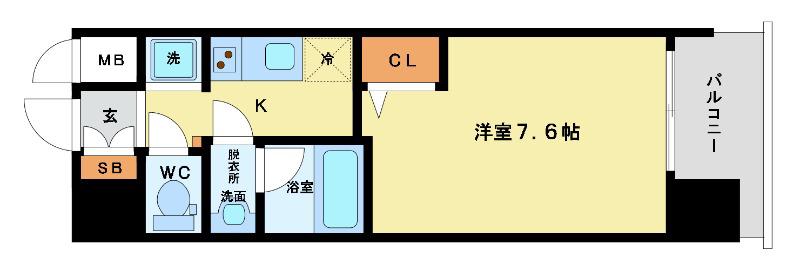 スプランディッド中之島DUE(1K/10階)の間取り写真