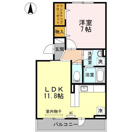 グランビアA(1LDK/3階)の間取り写真