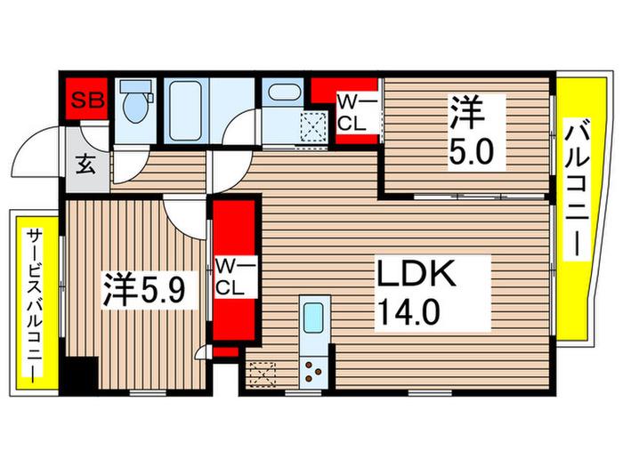 アーバンパーク綾瀬DUO(2LDK/6階)の間取り写真