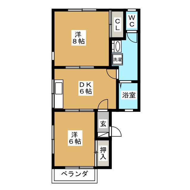オリックスハイツあらい(2DK/2階)の間取り写真