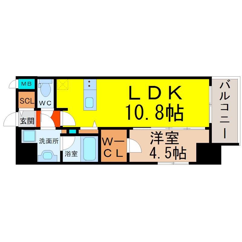 プレサンス新栄町ギャラント(1LDK/2階)の間取り写真