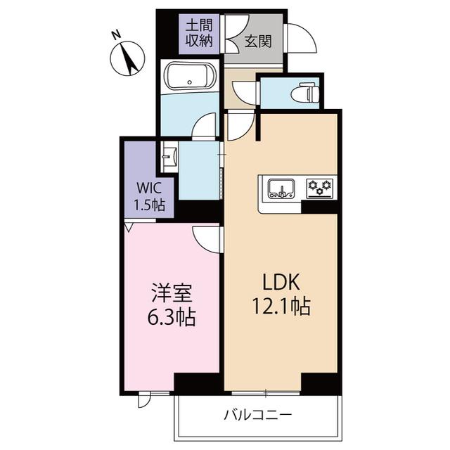 エクセレント武蔵浦和リュクス(1LDK/3階)の間取り写真