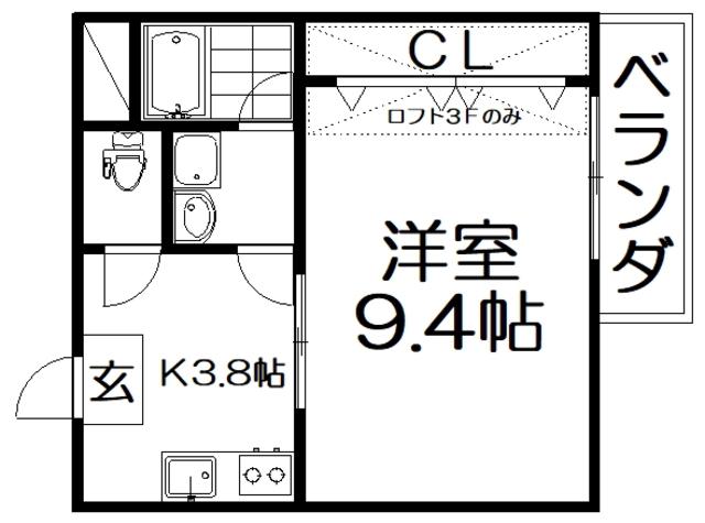 S.ステージ(1K/3階)の間取り写真