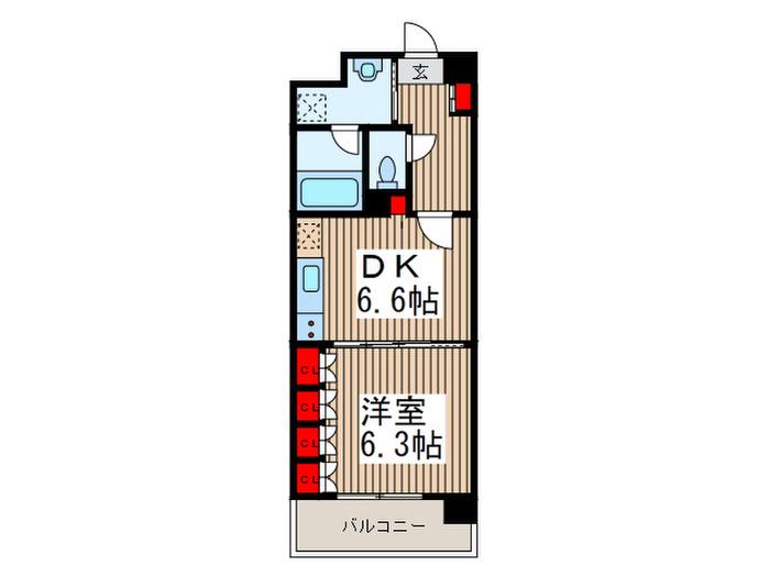 東川口弥生マンション(1DK/6階)の間取り写真