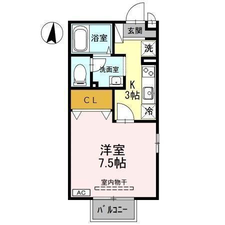 メゾン・フレッサ(1K/1階)の間取り写真