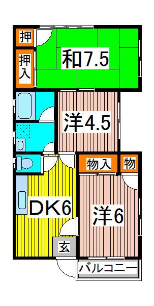 山井マンション(3DK/2階)の間取り写真