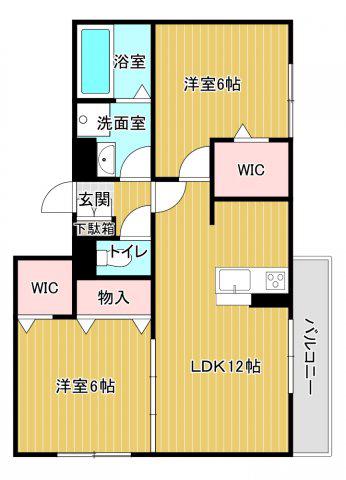 ヴィヴァレス明石(2LDK/2階)の間取り写真