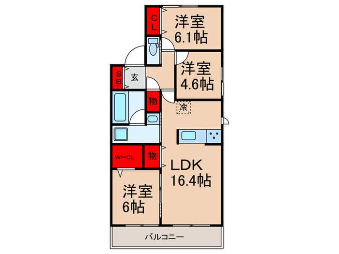 ROYAL OAK(3LDK/3階)の間取り写真