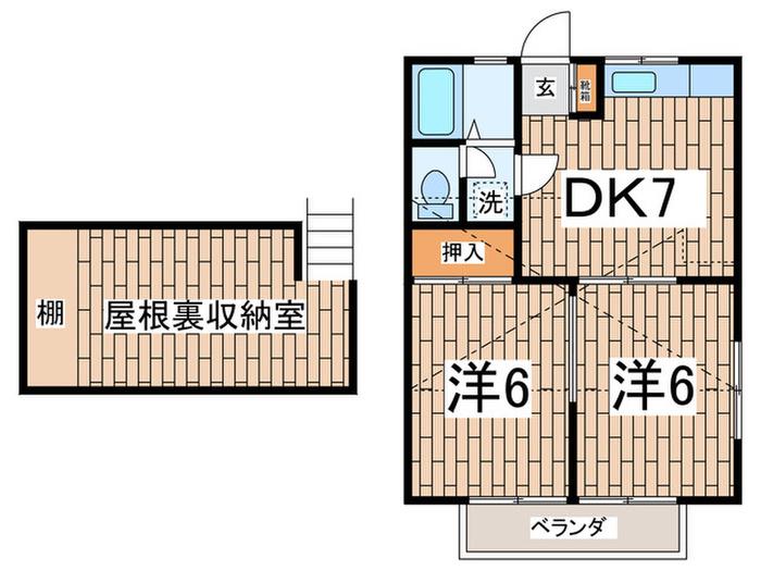 コーストライン釜利谷東(2DK/2階)の間取り写真