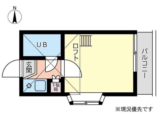 ピュアハウス三ッ沢下町(1K/2階)の間取り写真